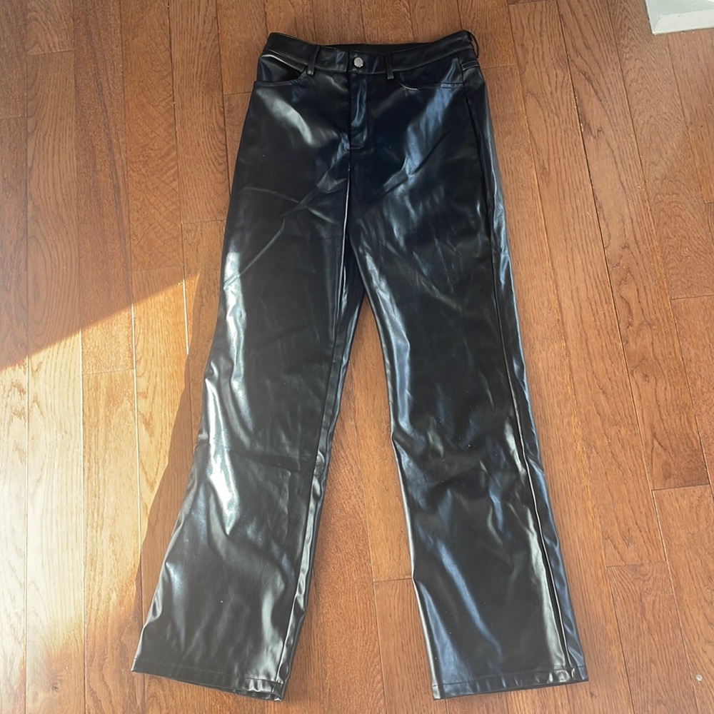 faux trendy leather pants